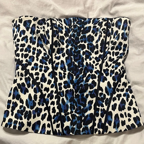 White House Black Market Tops - White House Black Market Animal Print Strapless Top